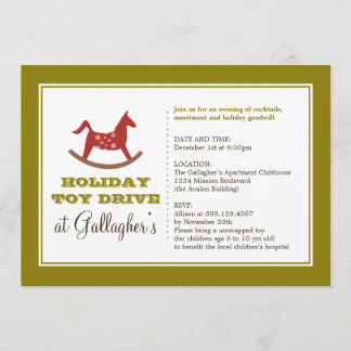 Rocking horse toy drive christmas holiday charity invitation