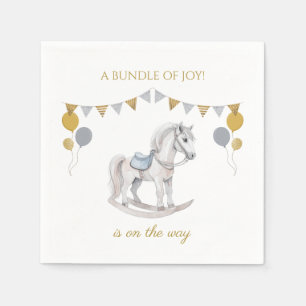 Rocking horse with bunting flags napkin