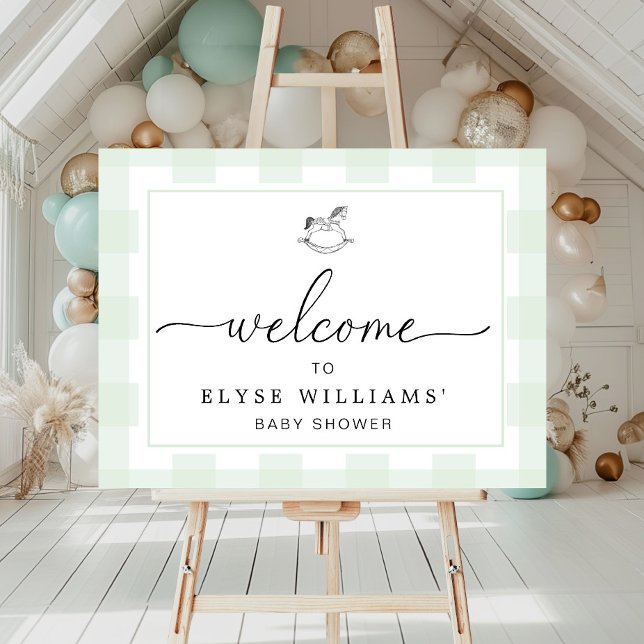 Rocking Hose Mint Green Gingham Welcome Sign (Creator Uploaded)