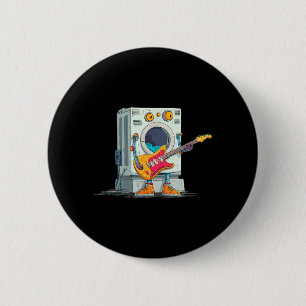 Rocking Laundry Machine Look with Guitar Costume 6 Cm Round Badge