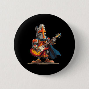 Rocking Mediaeval Age with Cool Knight and Guitar 6 Cm Round Badge
