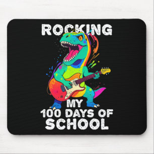 Rocking My 100 Days Of School T-rex Playing Guitar Mouse Mat