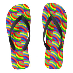 ROCKING RAINBOW SOCK SMALL PATTERNS FLIP FLOPS