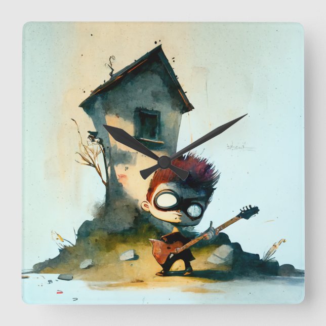 Rocking Randy Square Wall Clock (Front)