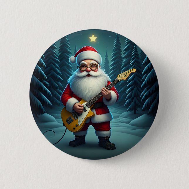 Rocking Santa 6 Cm Round Badge (Front)