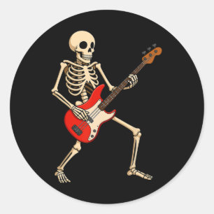 Rocking Skeleton For Halloween Music Lovers Funny Classic Round Sticker