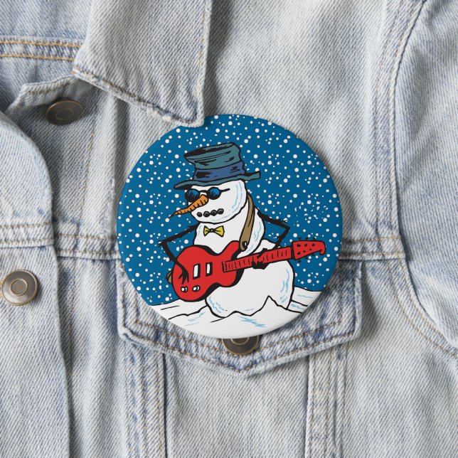 Rocking Snowman 10 Cm Round Badge (In Situ)