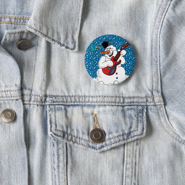 Rocking Snowman 6 Cm Round Badge (In Situ)