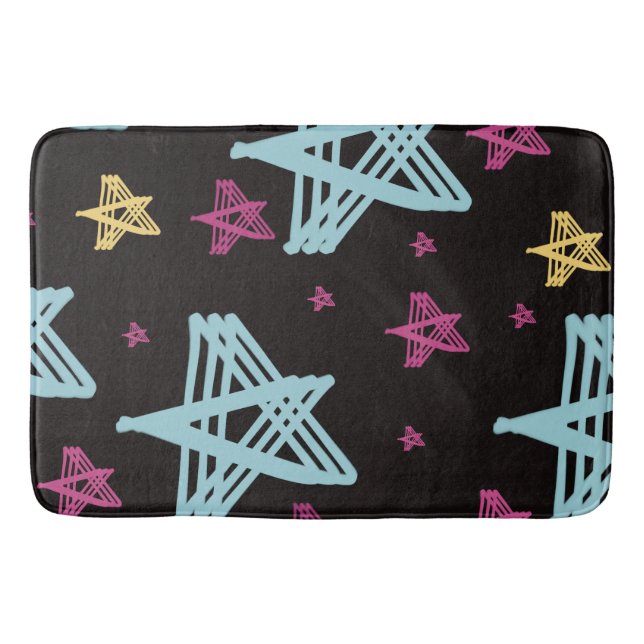 Rocking Stars Pink Blue Black  Bath Mat (Front)