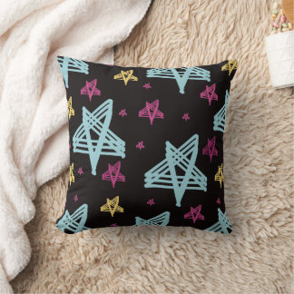 Rocking Stars Pink Blue Black Cushion