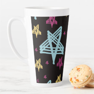 Rocking Stars Pink Blue Black  Latte Mug