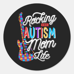 Rocking The Autism Mum Life Autism Awareness Classic Round Sticker