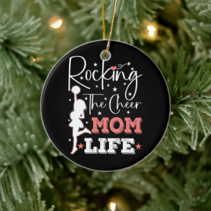 Rocking The Cheer Mum Life Funny Cheerleader Funny Ceramic Tree Decoration