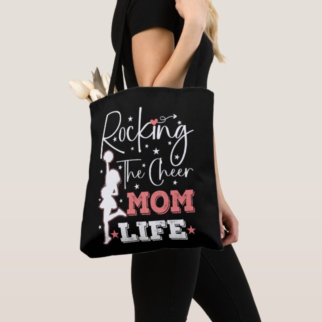 Rocking The Cheer Mum Life Funny Cheerleader Funny Tote Bag (Close Up)