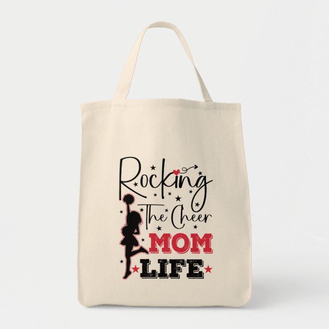Rocking The Cheer Mum Life Funny Cheerleading Cool Tote Bag (Front)