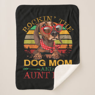Rocking The Dog Mum Aunt Life Gift For Auntie Sherpa Blanket
