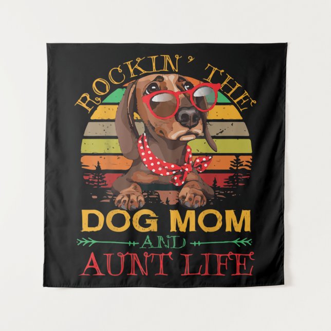 Rocking The Dog Mum Aunt Life Gift For Auntie Tapestry (Front)