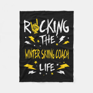 Rocking The Winter Skiing Coach Funny Alpine Skiin Fleece Blanket