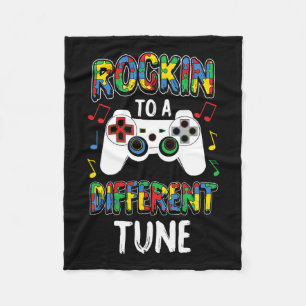 Rocking To A Different Tune Autism Awareness Gamer Fleece Blanket