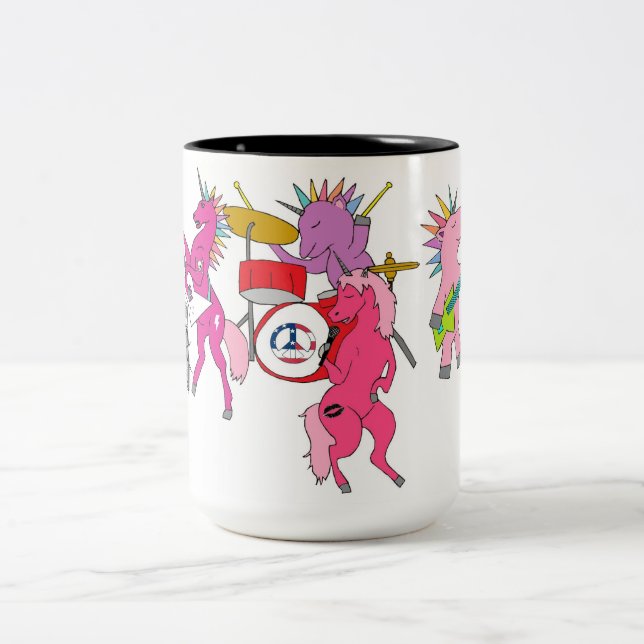 Rocking Unicorn Band Two-Tone Coffee Mug (Center)