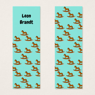 Rocking wooden horse pattern on blue bookmark