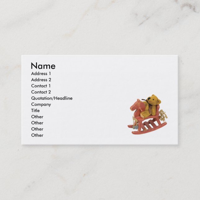 RockingHorseTeddy, Name, Address 1, Address 2, ... Business Card (Front)