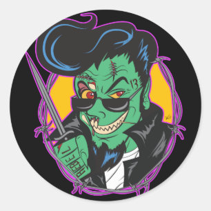 RockitJohnny_Zombie Classic Round Sticker