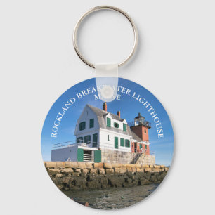 Rockland Breakwater Lighthouse Maine Round Keyring