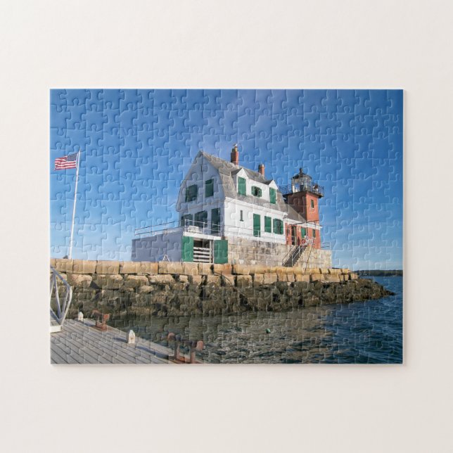 Rockland Breakwater Lighthouse Penobscot Bay Maine Jigsaw Puzzle (Horizontal)