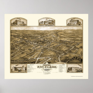 Rockland, MA Panoramic Map - 1881 Poster