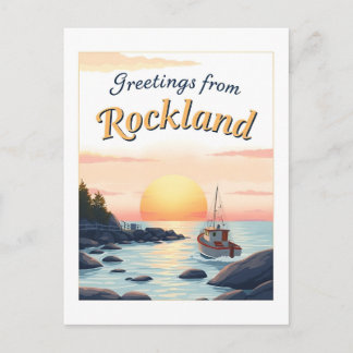 Rockland, Maine – Coastal Sunsets vintage Postcard