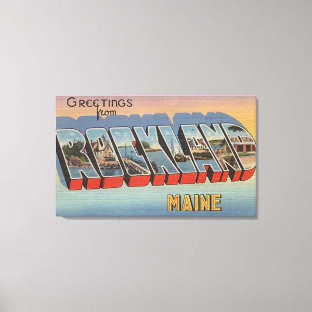 Rockland, Maine - Large Letter Scenes Canvas Print (Front)