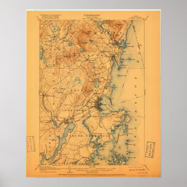 Rockland ME Vintage Map Poster (Front)