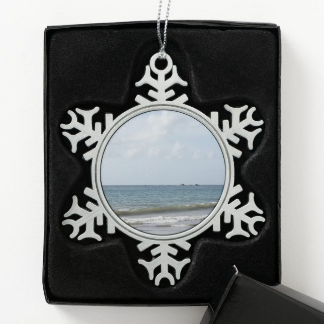 Rockly Bay - Scenic Beach on Tobago Snowflake Pewter Christmas Ornament (Box)