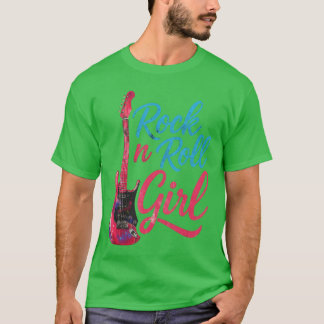 Rockn Roll Girl Band Guitar Music Lover Girls Wome T-Shirt