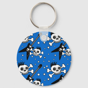 Rock'n Skulls with Guitars Key Ring