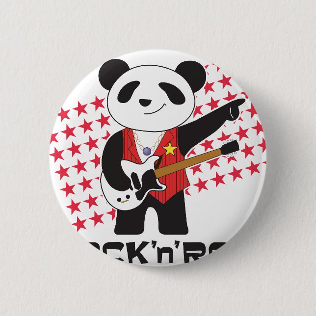 ROCK'n'ROLL PANDA 6 Cm Round Badge (Front)