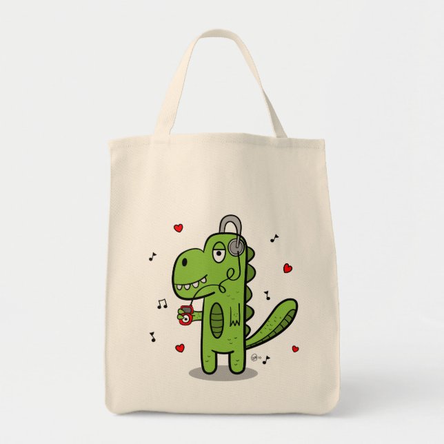 Rockosaur Dinosaur Grocery Tote Bag (Front)