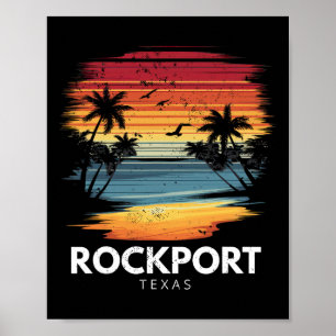 Rockport Beach Texas Surfboard Surfing Vintage Poster