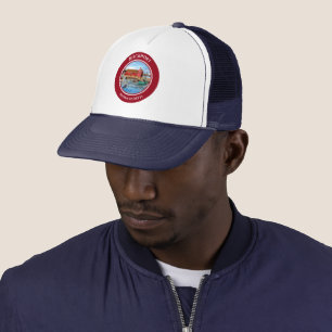 Rockport Harbour Massachusetts New England Paintin Trucker Hat