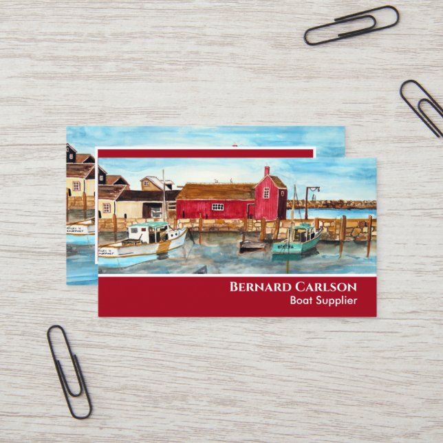 Rockport Harbour Massachusetts New England USA Business Card (Front/Back In Situ)