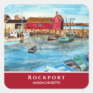Rockport Harbour Massachusetts New England USA Square Sticker