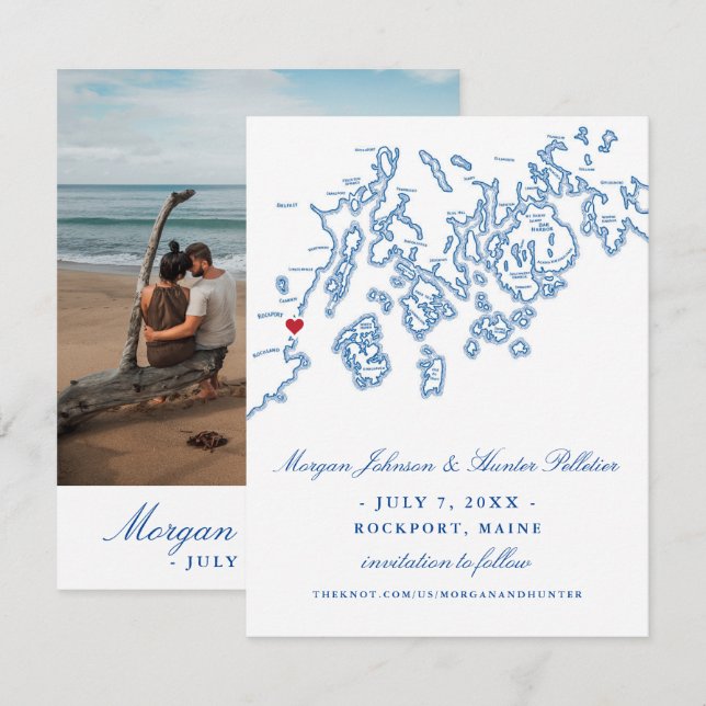 Rockport Maine Photo Save the Date - Penobscot Bay (Front/Back)