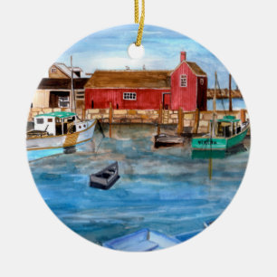 Rockport Massachussetts New England Painting Ceramic Tree Decoration