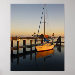Rockport, Texas harbour at sunset Poster