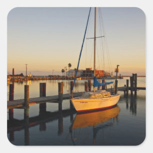 Rockport, Texas harbour at sunset Square Sticker