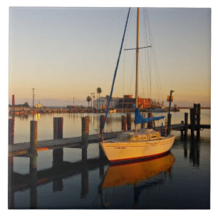 Rockport, Texas harbour at sunset Tile