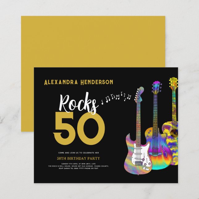 Rocks 50 Guitar 50th birthday party  (Front/Back)
