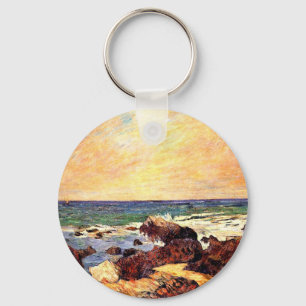 Rocks and Sea by Paul  Gauguin, Key Ring