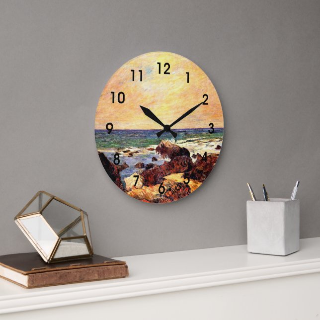 Rocks and Sea by Paul  Gauguin, Large Clock (Office)